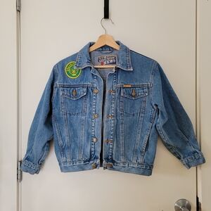 90s Grunge y2k Kids German Patch Denim Jean Jacket Sz 140 Us Kids10